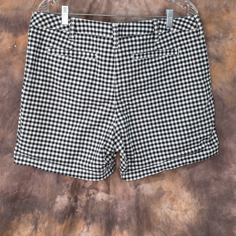 GH Bass Gingham Shorts Black White Pockets Stretch 6" inseam mid-high rise 12 - Picture 3 of 6